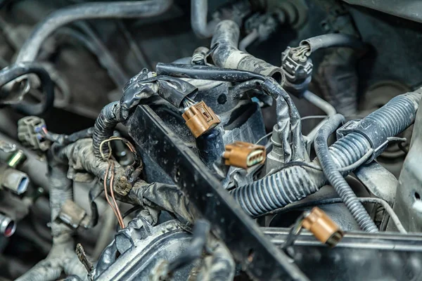 depositphotos 237785744 stock photo close wiring engine supported car Mechanical Parts